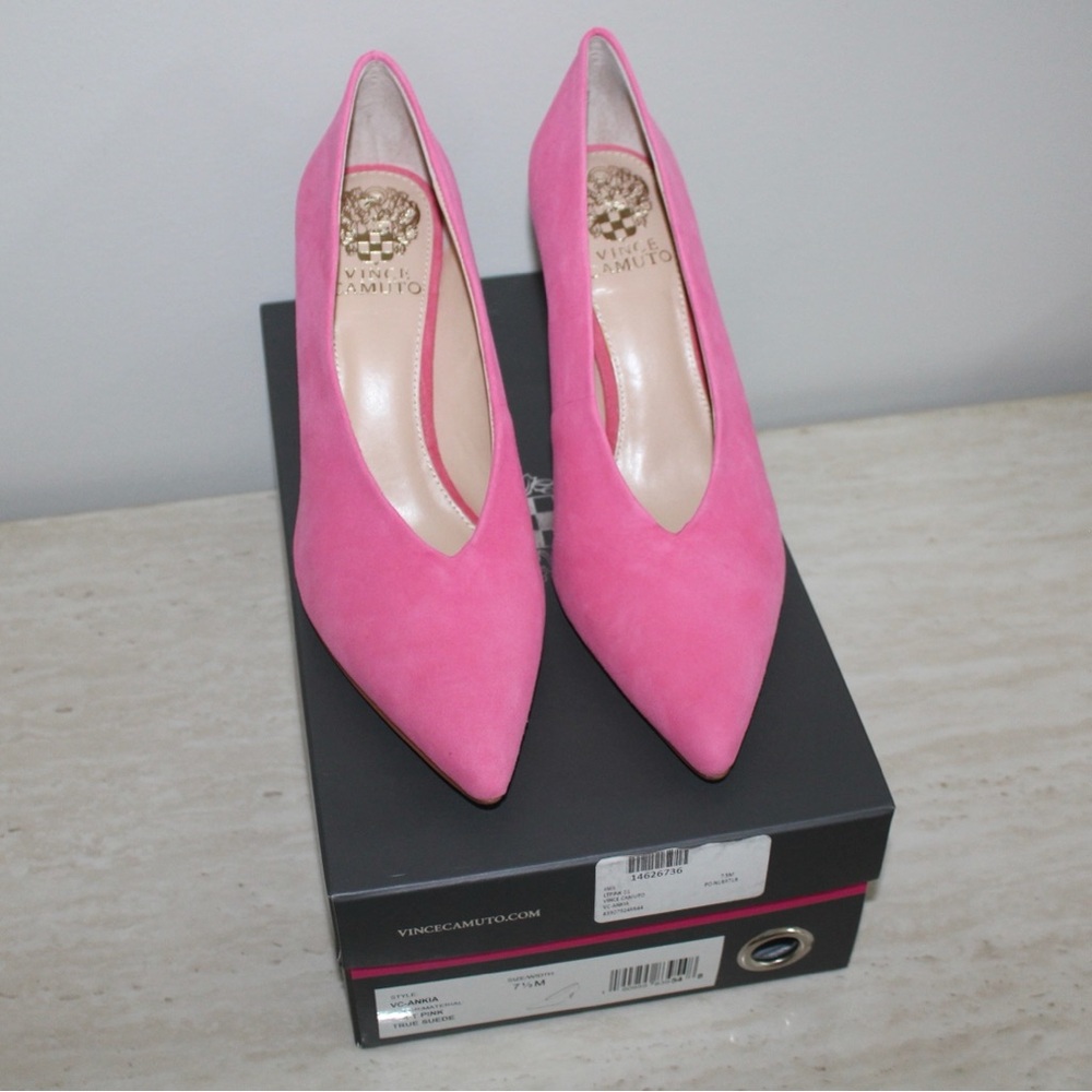 Vince Camuto Ankia Soft Pink Suede Pump Heels - Picture 7 of 16